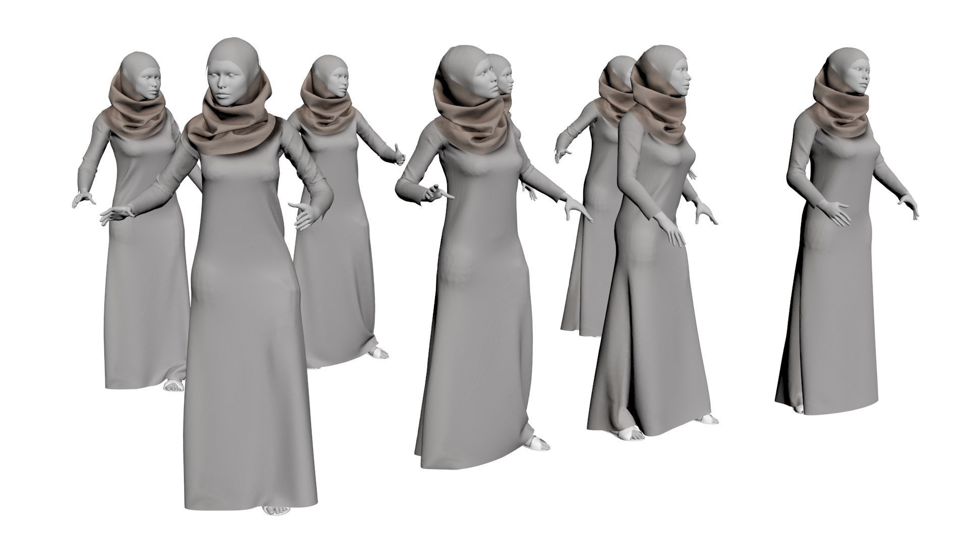 Arabic mennequin 16 x different models 128 poses 3D Model Collection_41
