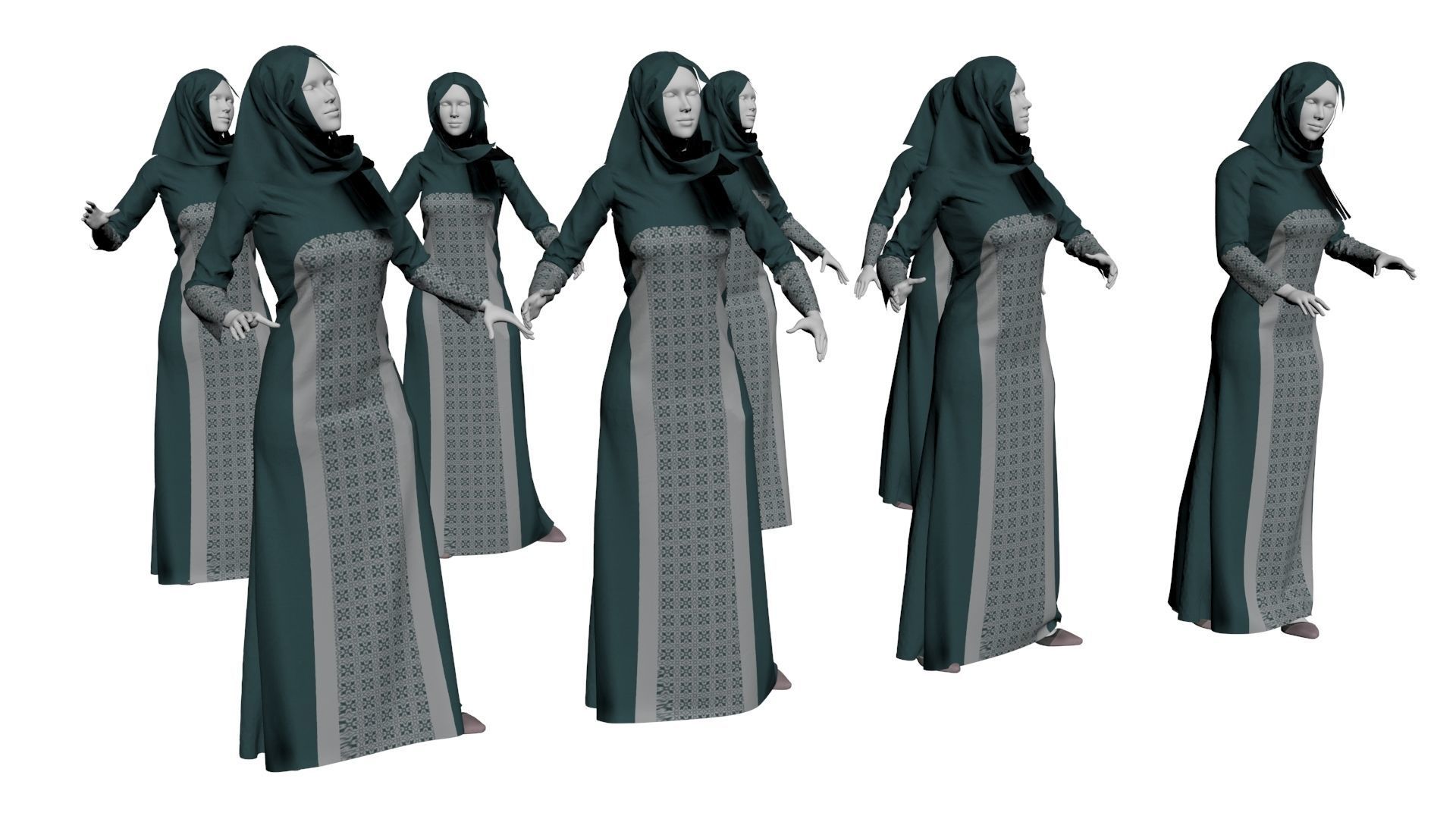 Arabic mennequin 16 x different models 128 poses 3D Model Collection_42