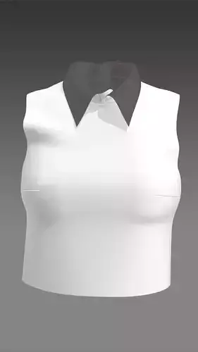 Semi-Wide Collar neck basic top Marvelous Designer