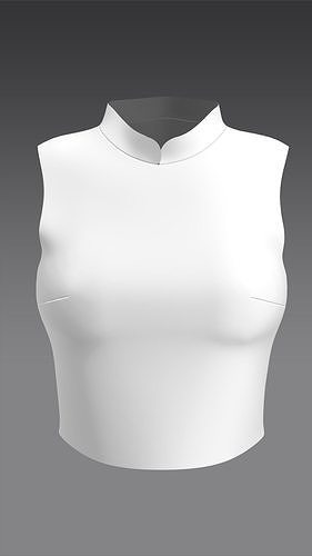 Simple neck basic top Marvelous Designer 3D model