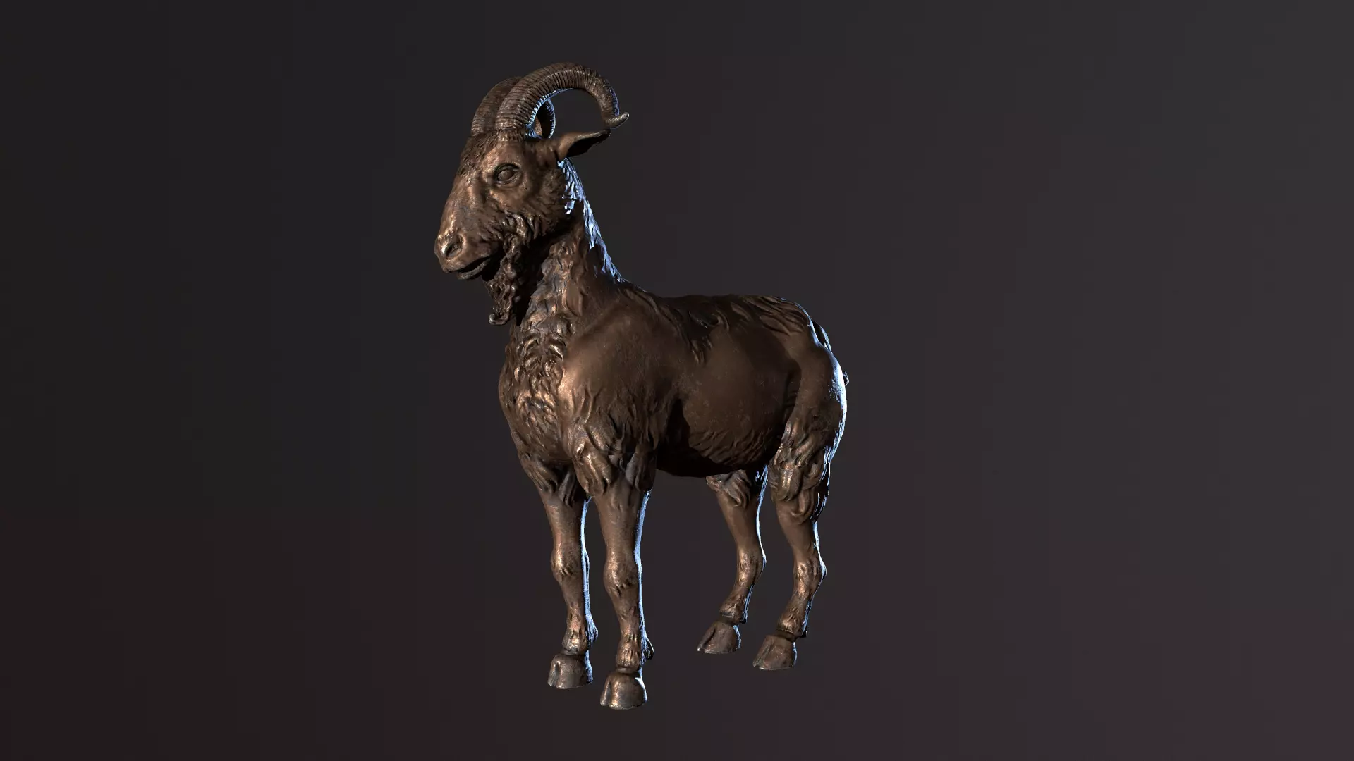 Goat sculpted Low-poly 3D model_0