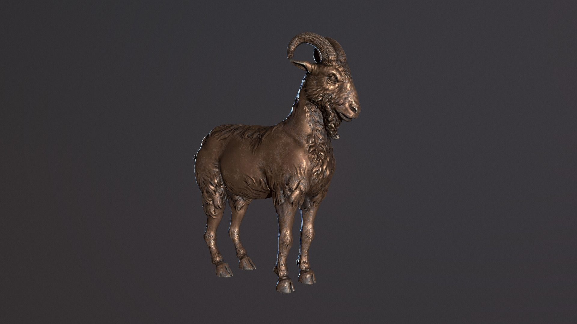Goat sculpted Low-poly 3D model_3