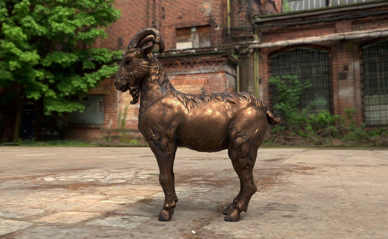 Goat sculpted Low-poly 3D model_6