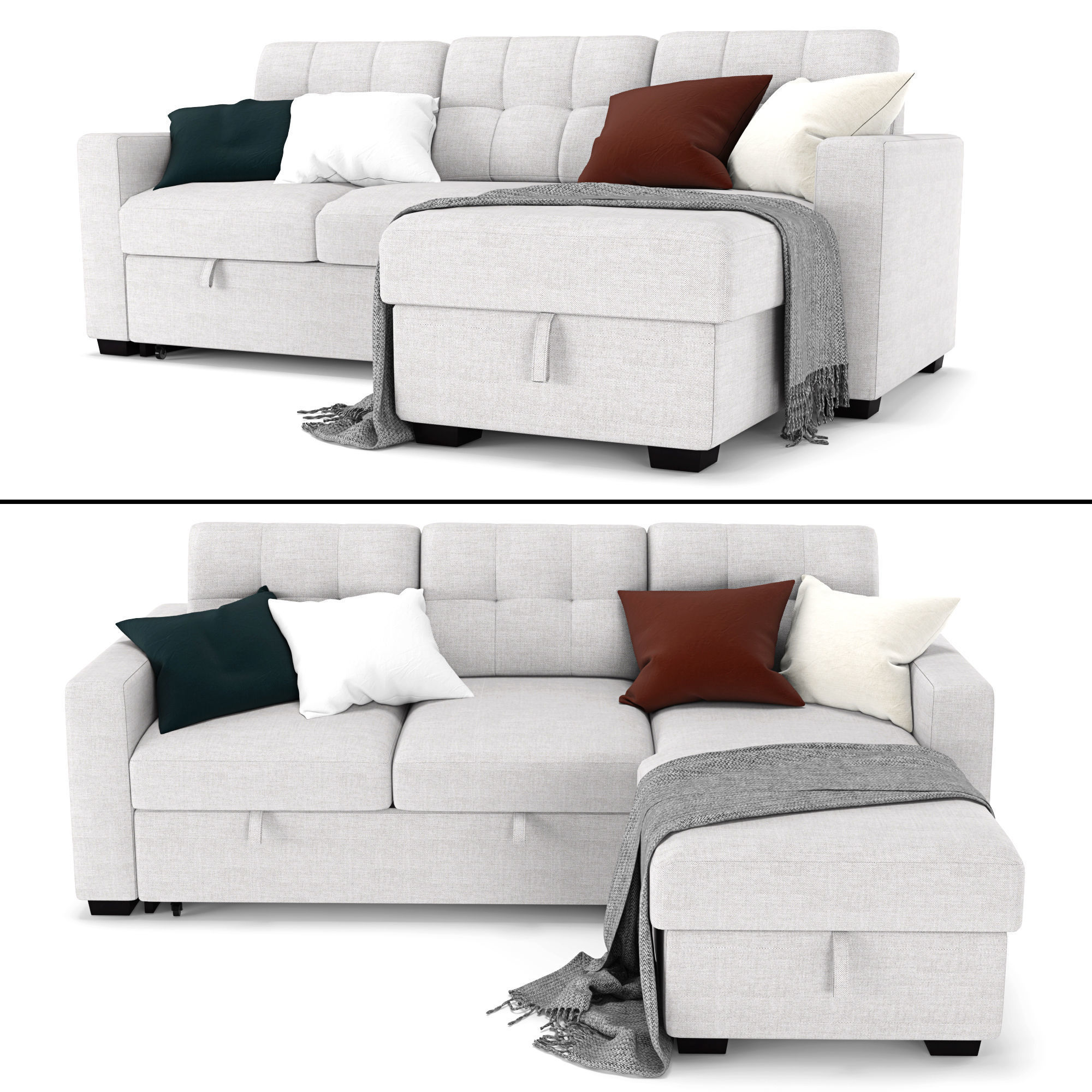 Tyson sectional sofa with bed and storage 3D model_2