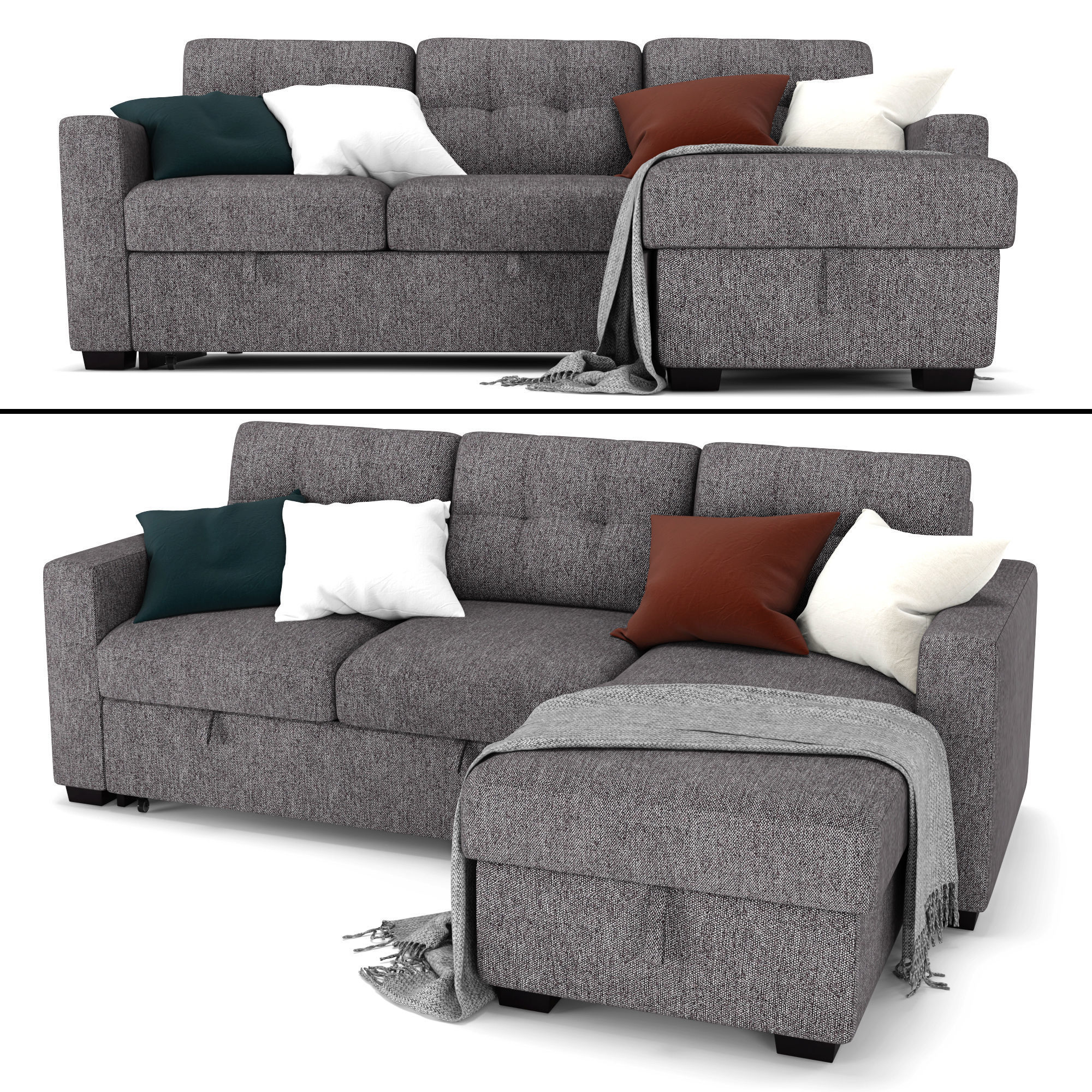 Tyson sectional sofa with bed and storage 3D model_1