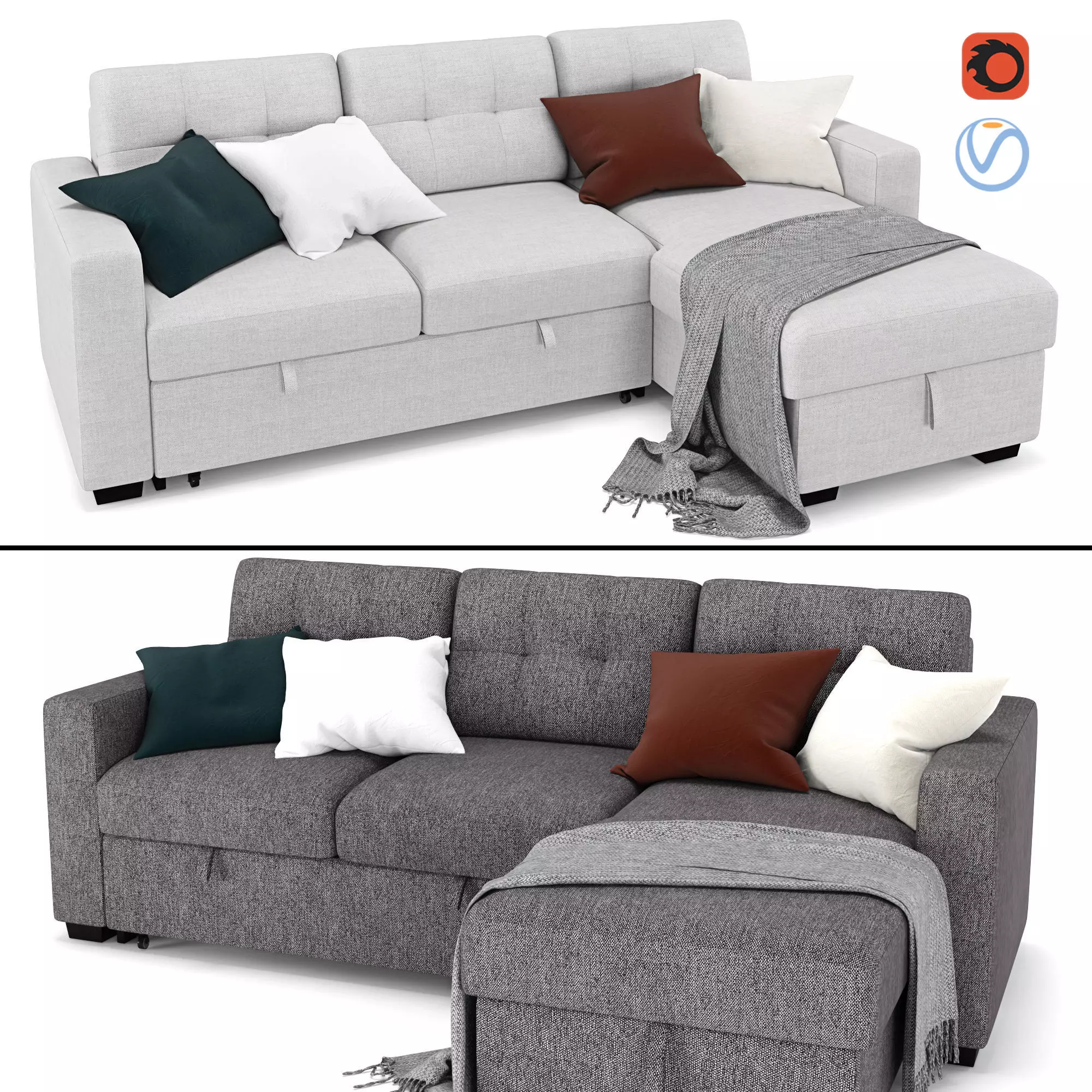 Tyson sectional sofa with bed and storage 3D model_0