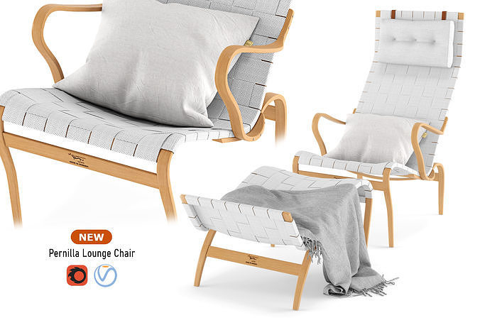 Pernilla lounge chair and Ottoman by Bruno Mathsson for Dux 3D model
