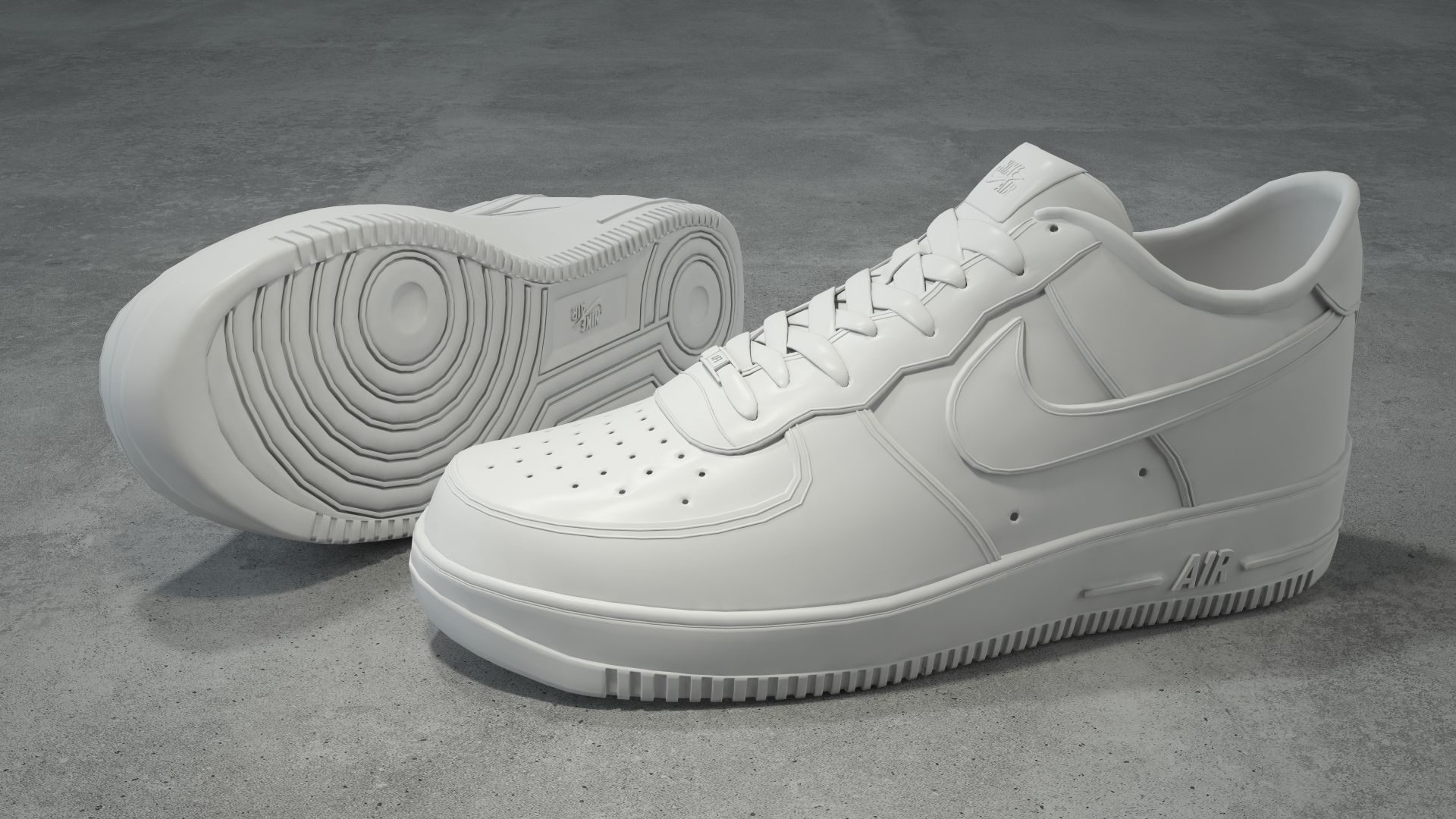 Nike Air Force 1 low binary blue Low-poly 3D model_7