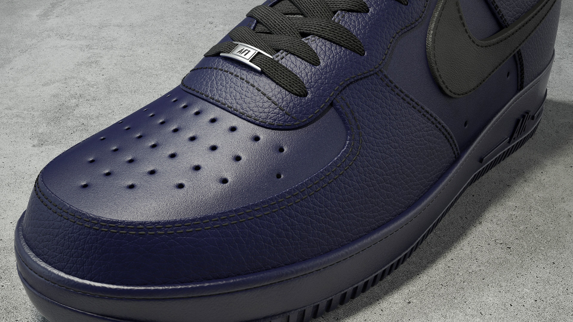 Nike Air Force 1 low binary blue Low-poly 3D model_5