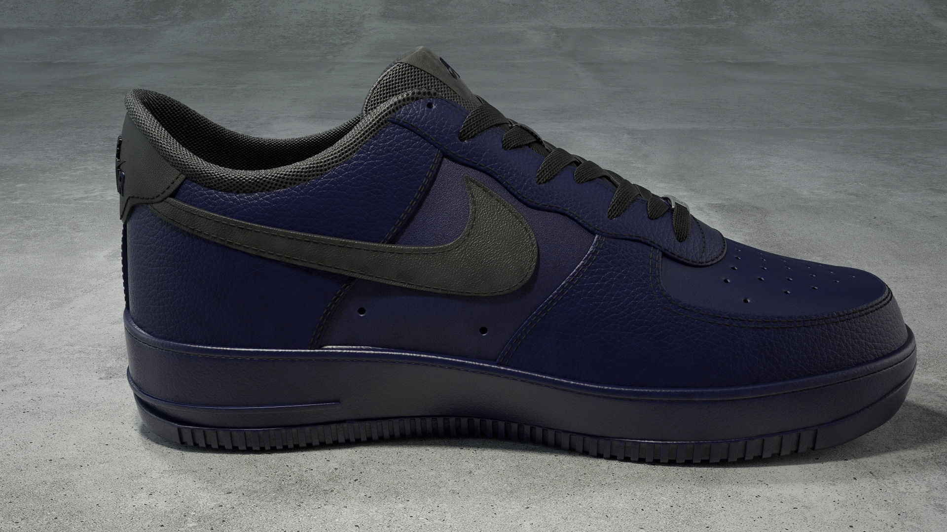 Nike Air Force 1 low binary blue Low-poly 3D model_2