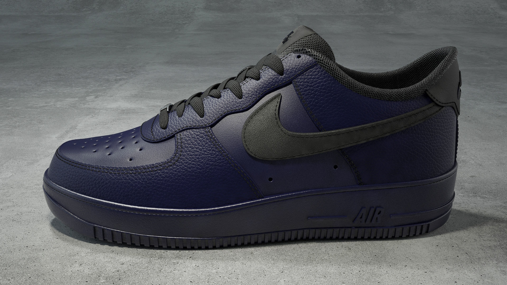 Nike Air Force 1 low binary blue Low-poly 3D model_1