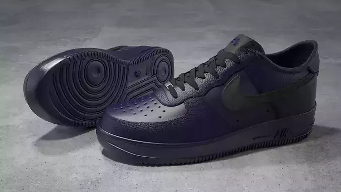 Nike Air Force 1 low binary blue Low-poly 3D model