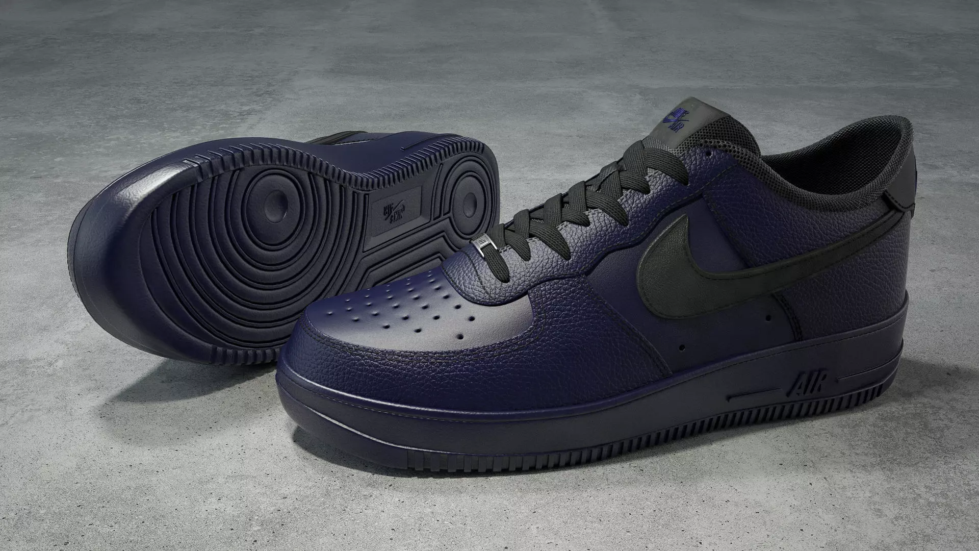 Nike Air Force 1 low binary blue Low-poly 3D model_0