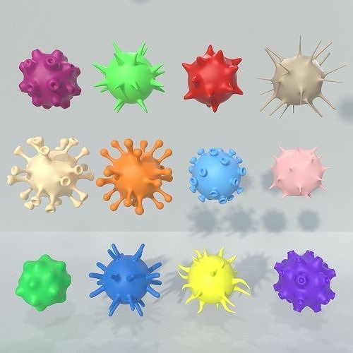 Corona Viruses collection Low-poly 3D model