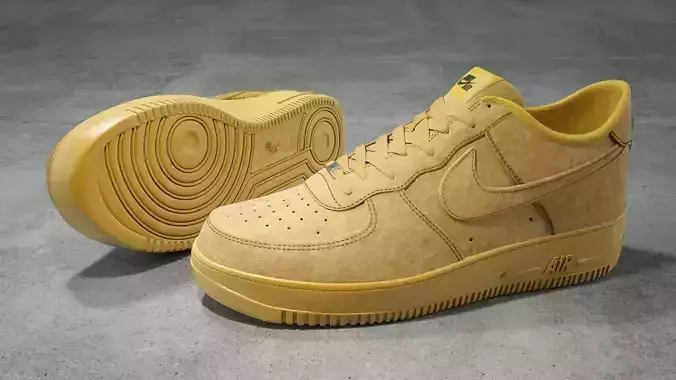 Nike Air Force 1 low Flax Low-poly 3D model