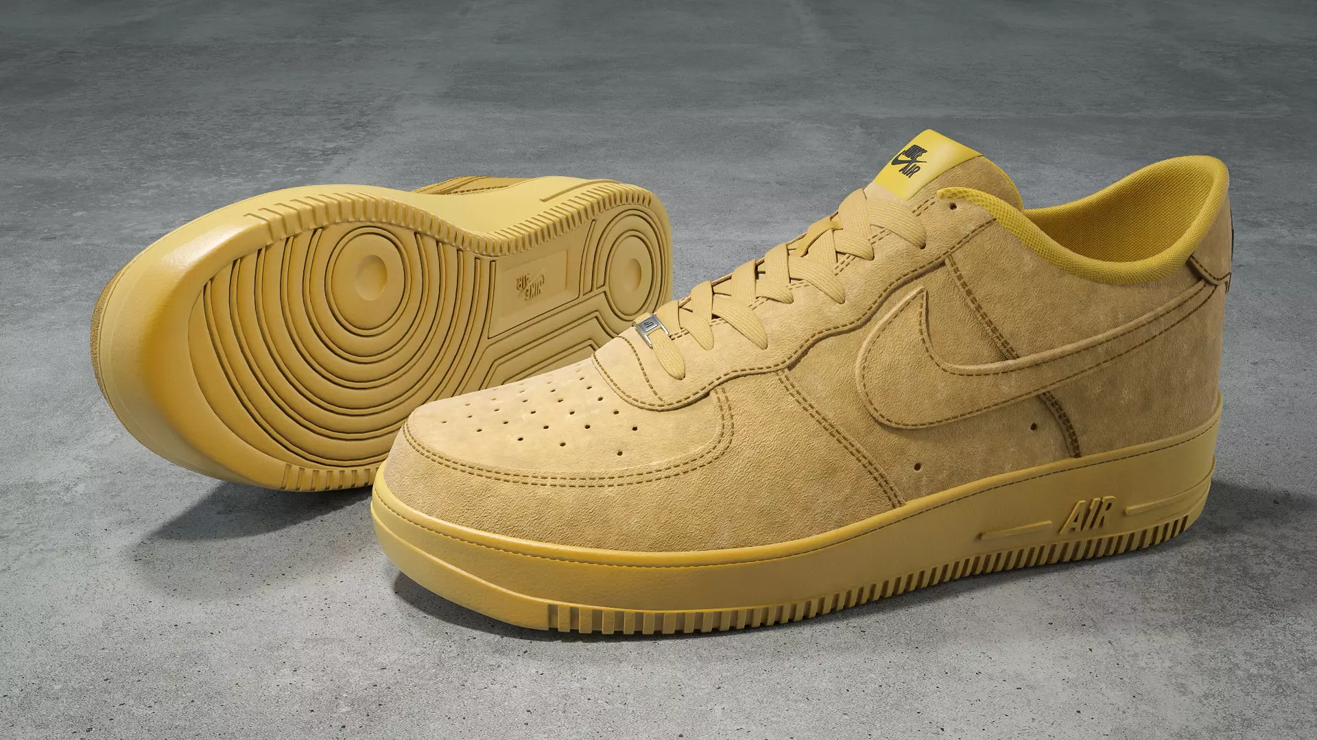 Nike Air Force 1 low Flax Low-poly 3D model_0