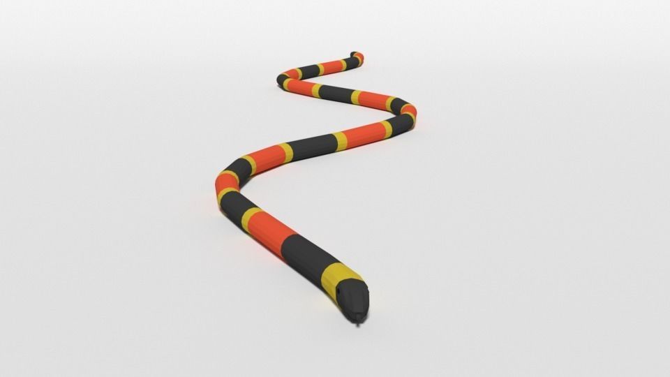 Low Poly Cartoon Coral Snake Low-poly 3D model_7