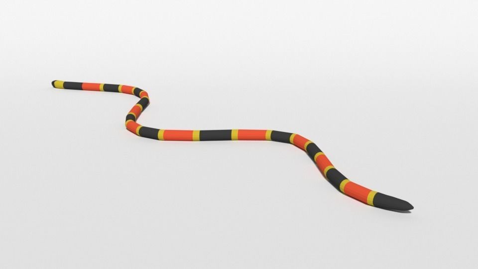 Low Poly Cartoon Coral Snake Low-poly 3D model_2