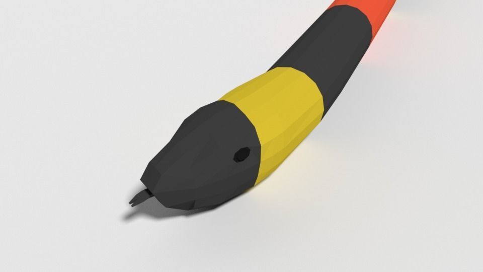 Low Poly Cartoon Coral Snake Low-poly 3D model_9