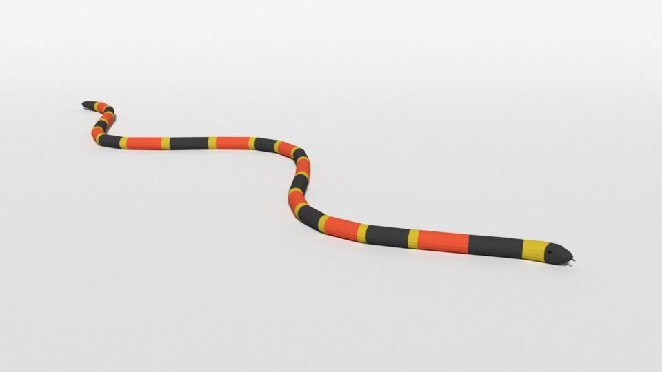 Low Poly Cartoon Coral Snake Low-poly 3D model_6