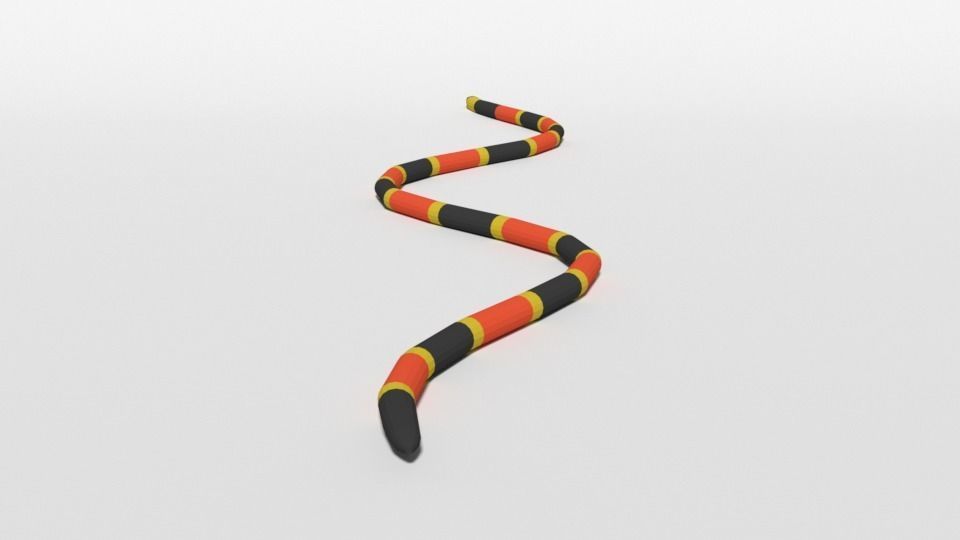 Low Poly Cartoon Coral Snake Low-poly 3D model_3