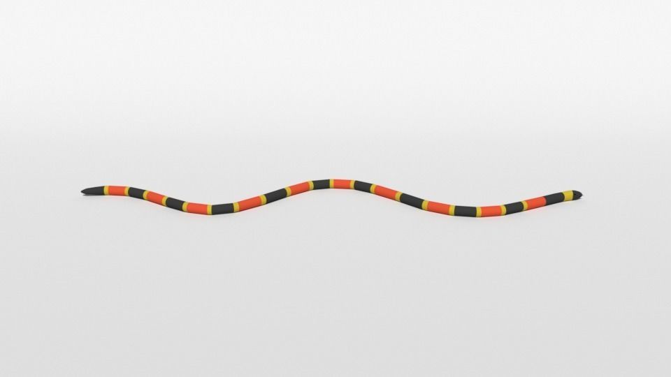 Low Poly Cartoon Coral Snake Low-poly 3D model_5