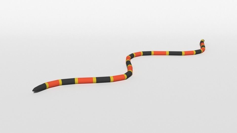 Low Poly Cartoon Coral Snake Low-poly 3D model_4