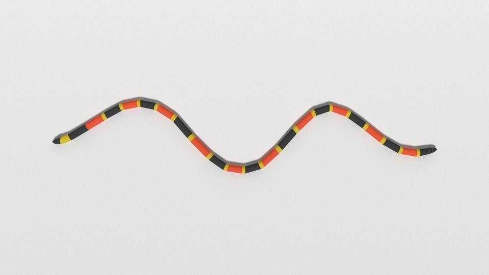 Low Poly Cartoon Coral Snake Low-poly 3D model_8