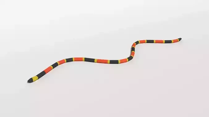 Low Poly Cartoon Coral Snake Low-poly 3D model Low Poly Cartoon Coral Snake Low-poly 3D model