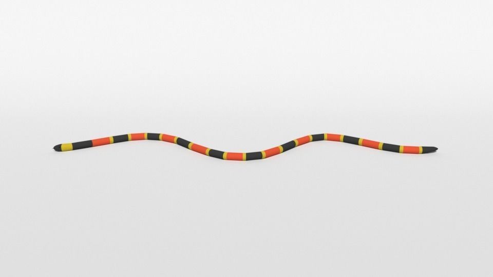 Low Poly Cartoon Coral Snake Low-poly 3D model_1