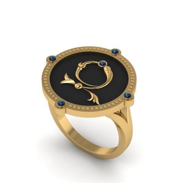 Bird-calligraphy ring Z 3D print model_20