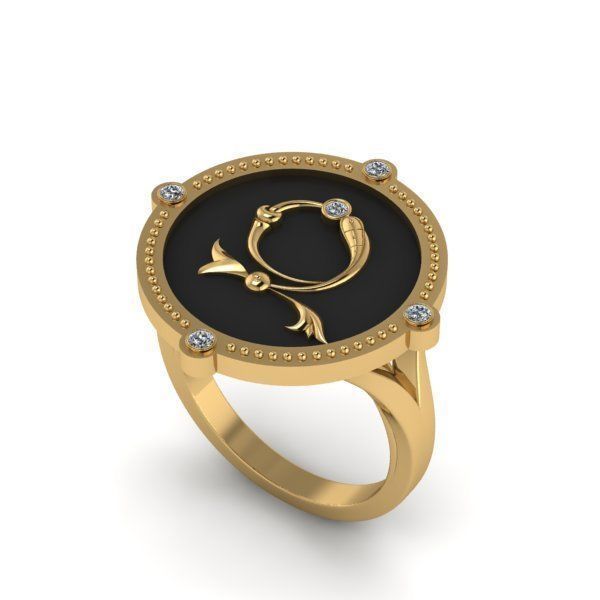 Bird-calligraphy ring Z 3D print model_21