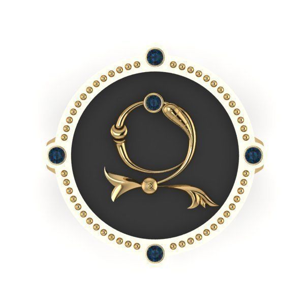 Bird-calligraphy ring Z 3D print model_8