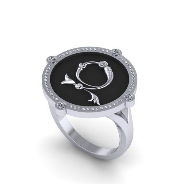 Bird-calligraphy ring Z 3D print model_17