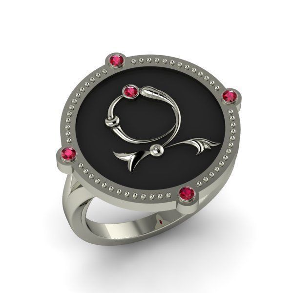 Bird-calligraphy ring Z 3D print model_12