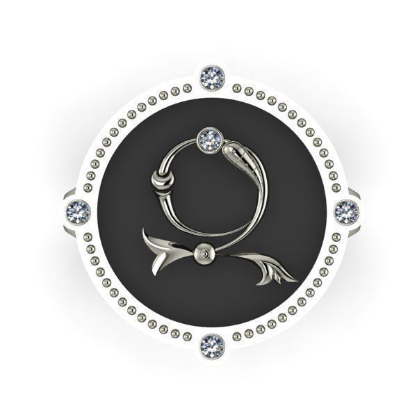 Bird-calligraphy ring Z 3D print model_6