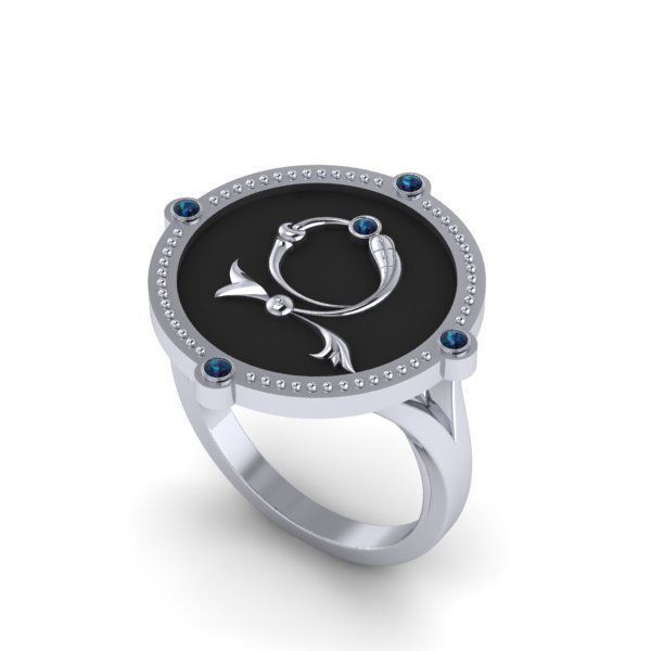 Bird-calligraphy ring Z 3D print model_16