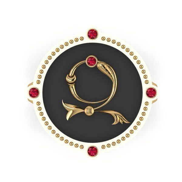 Bird-calligraphy ring Z 3D print model_10