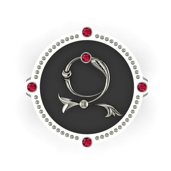 Bird-calligraphy ring Z 3D print model_7