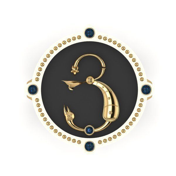 Bird-calligraphy ring Ya 3D print model_8