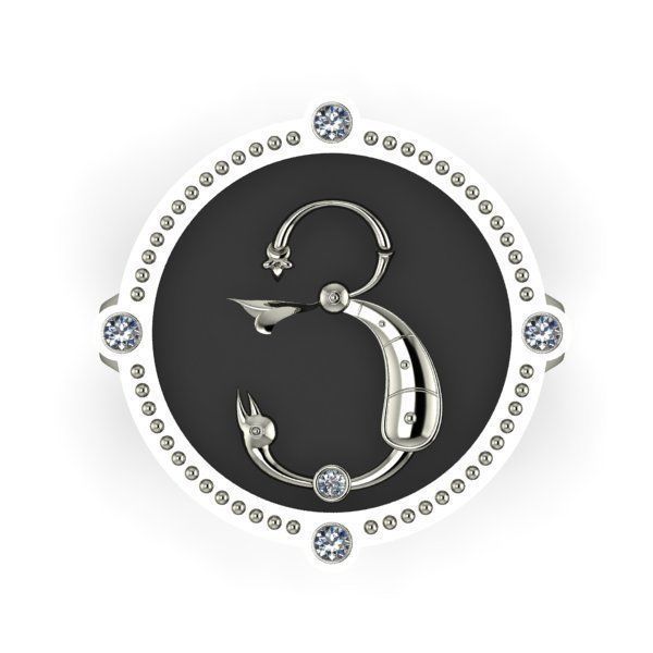 Bird-calligraphy ring Ya 3D print model_6