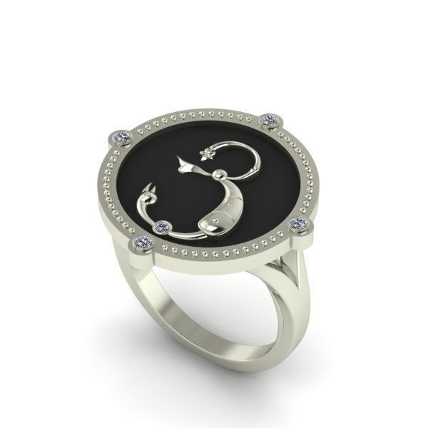 Bird-calligraphy ring Ya 3D print model_19
