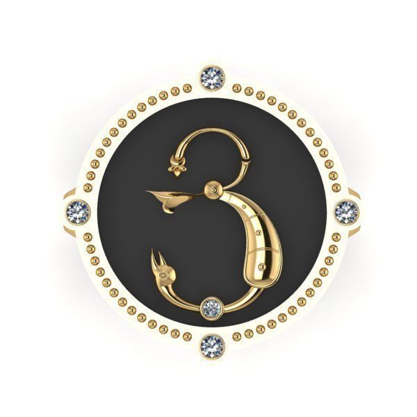 Bird-calligraphy ring Ya 3D print model_9