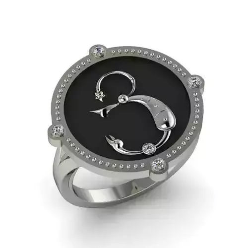 Bird-calligraphy ring Ya