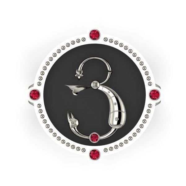 Bird-calligraphy ring Ya 3D print model_7