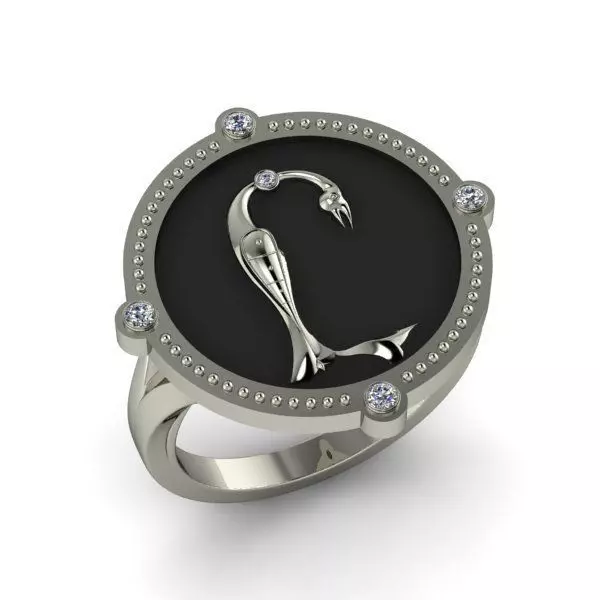 Bird-calligraphy ring Y 3D print model