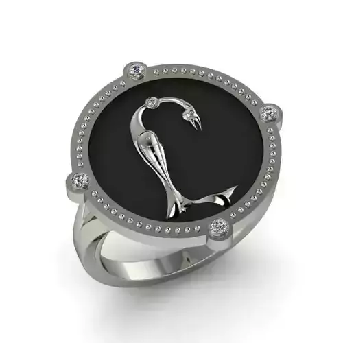 Bird-calligraphy ring Y