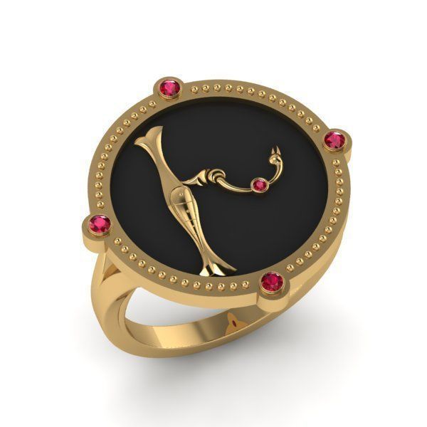 Bird-calligraphy ring Xh 3D print model_15