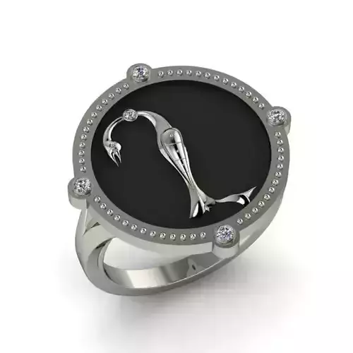 Bird-calligraphy ring X