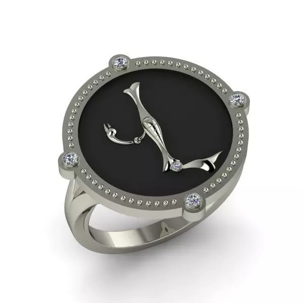 Bird-calligraphy ring V 3D print model